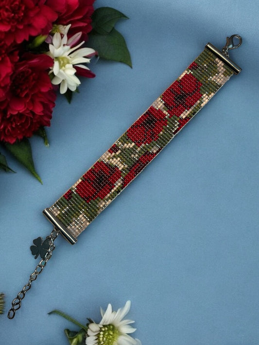 Poppy Field Hand Beaded Bracelet